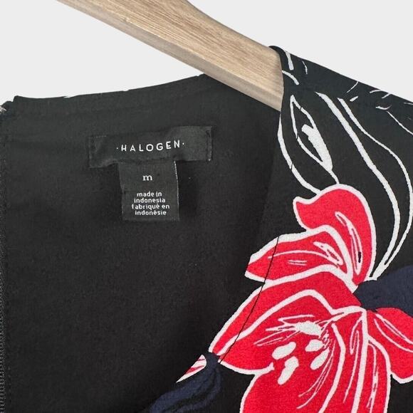 Halogen Marybeth Floral Print Long Sleeve Mini Length Career Dress Size M - Picture 5 of 11